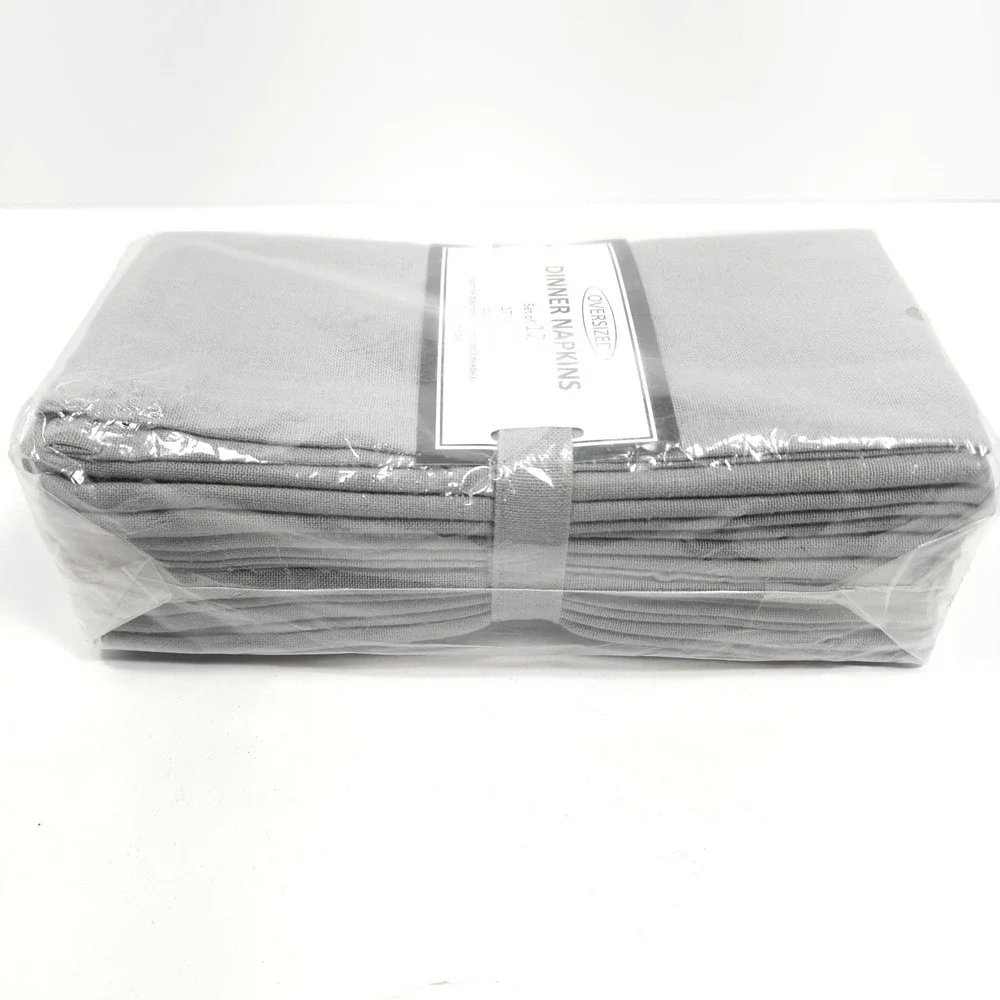 Cotton Clinic Cloth Dinner Napkins Grey Oversized 17